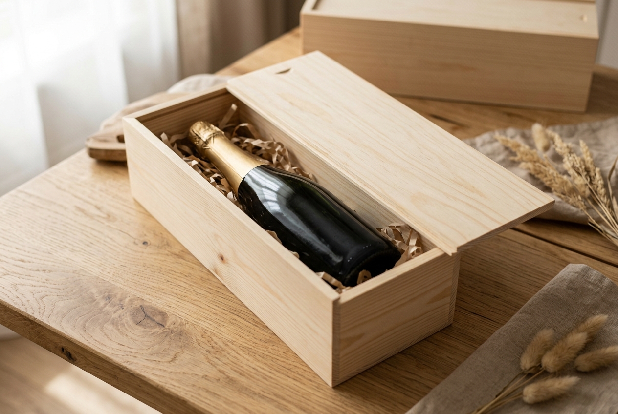 Caja de madera para botellas de cava