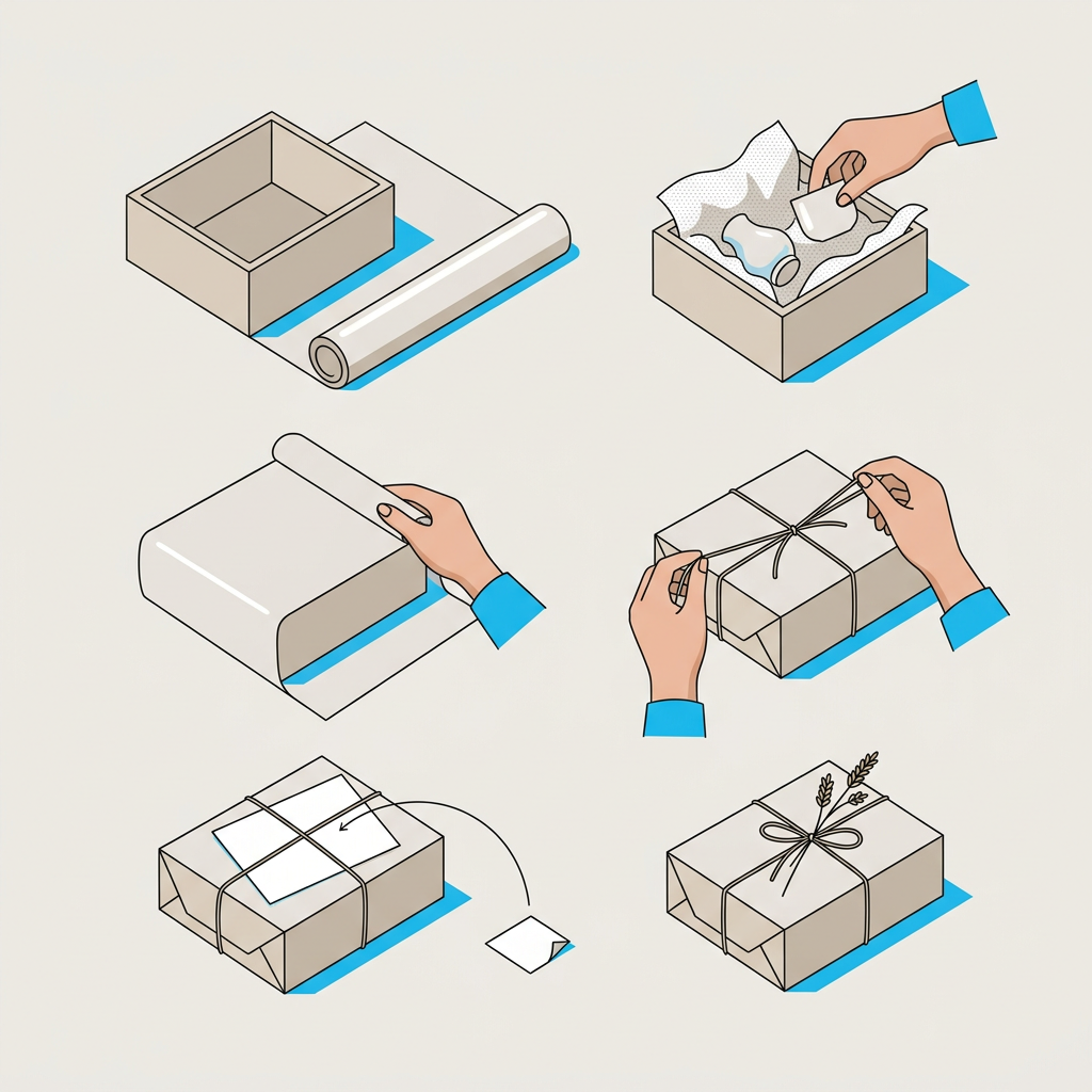 Variety of packaging boxes in different materials, sizes and designs, with products partially visible inside, highlighting the care in presentation.