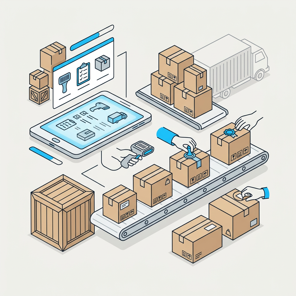 Packliste-Dokument mit detaillierten Informationen zu einer Sendung, einschließlich Mengen, Gewichten und Verpackungsarten, auf einer Holzoberfläche.