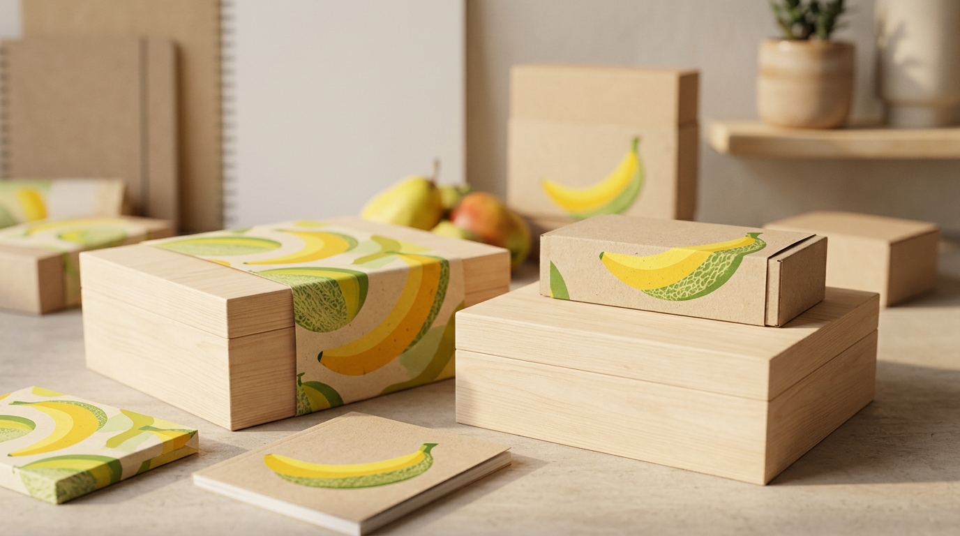 Ilustración creativa de un plátano melón sobre fondo colorido y vibrante