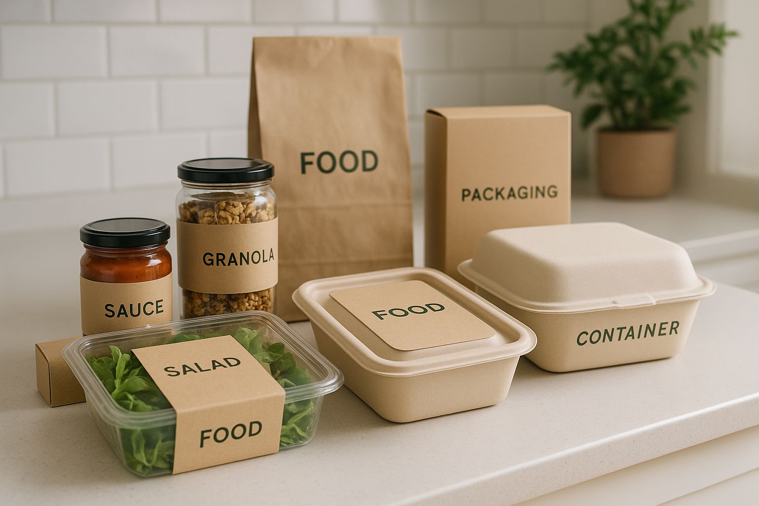 Estantería de supermercado con diversos productos alimentarios con envases atractivos y funcionales, destacando el packaging.